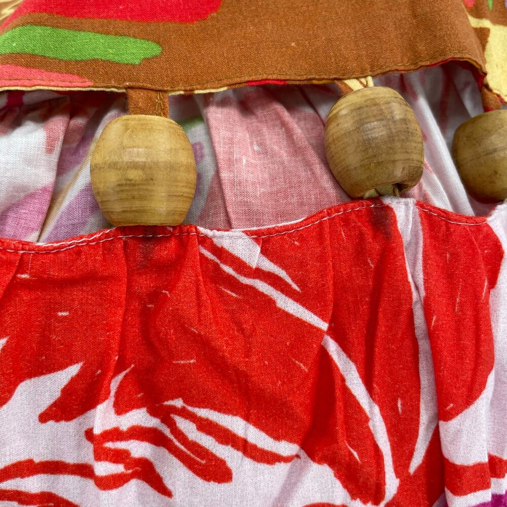 Farm Rio Bright Tropical Dress Wood Beads Colorful Summer Long Sundress Size M - Picture 6 of 12
